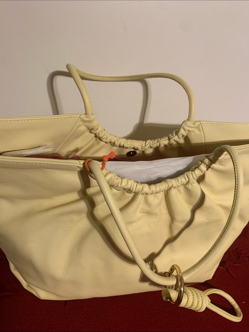 Yellow Gathered-Handle Tote Bag for Women
